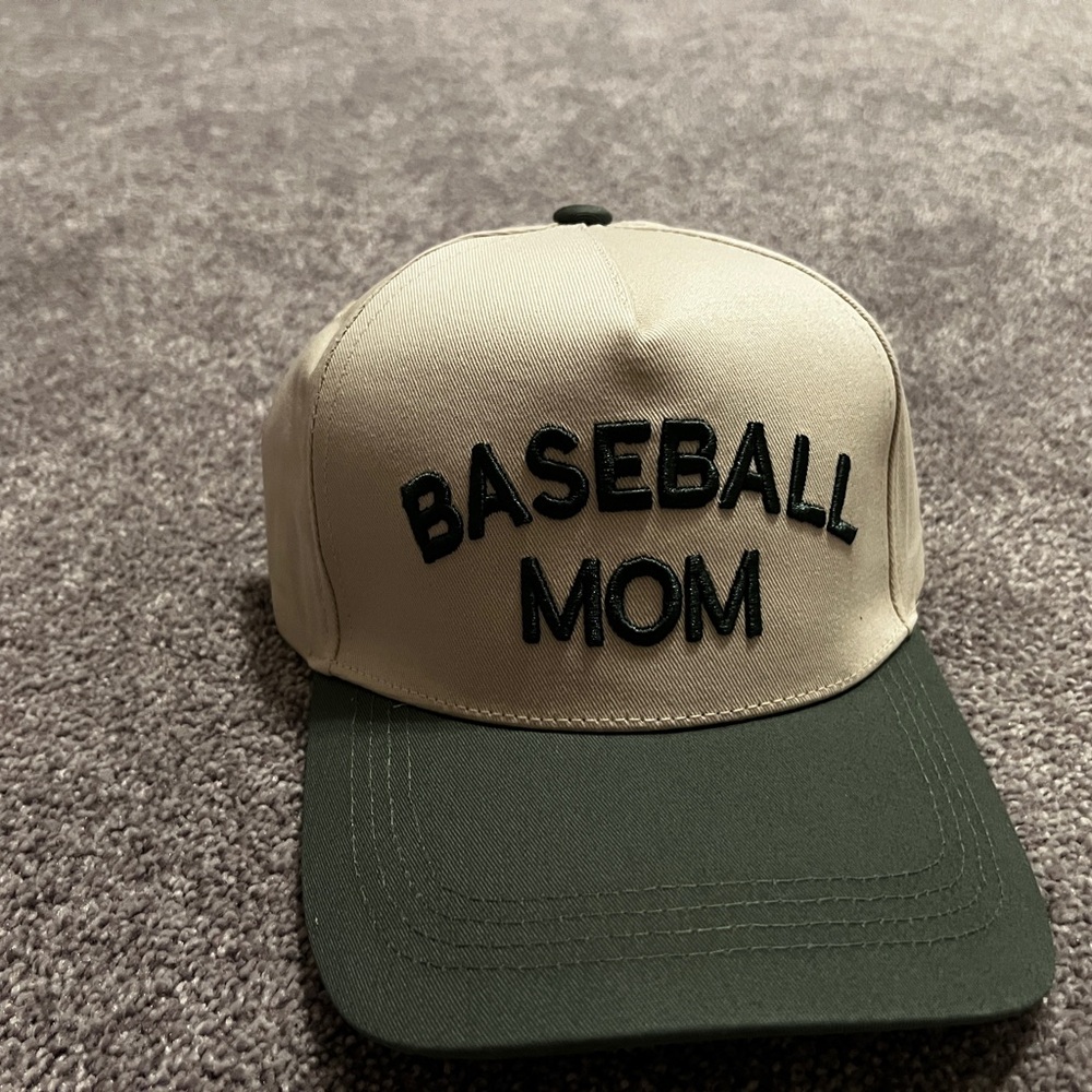 Baseball Mom Two-Tone Cap - Olive Brim, Cream Crown - Picture 2 of 3